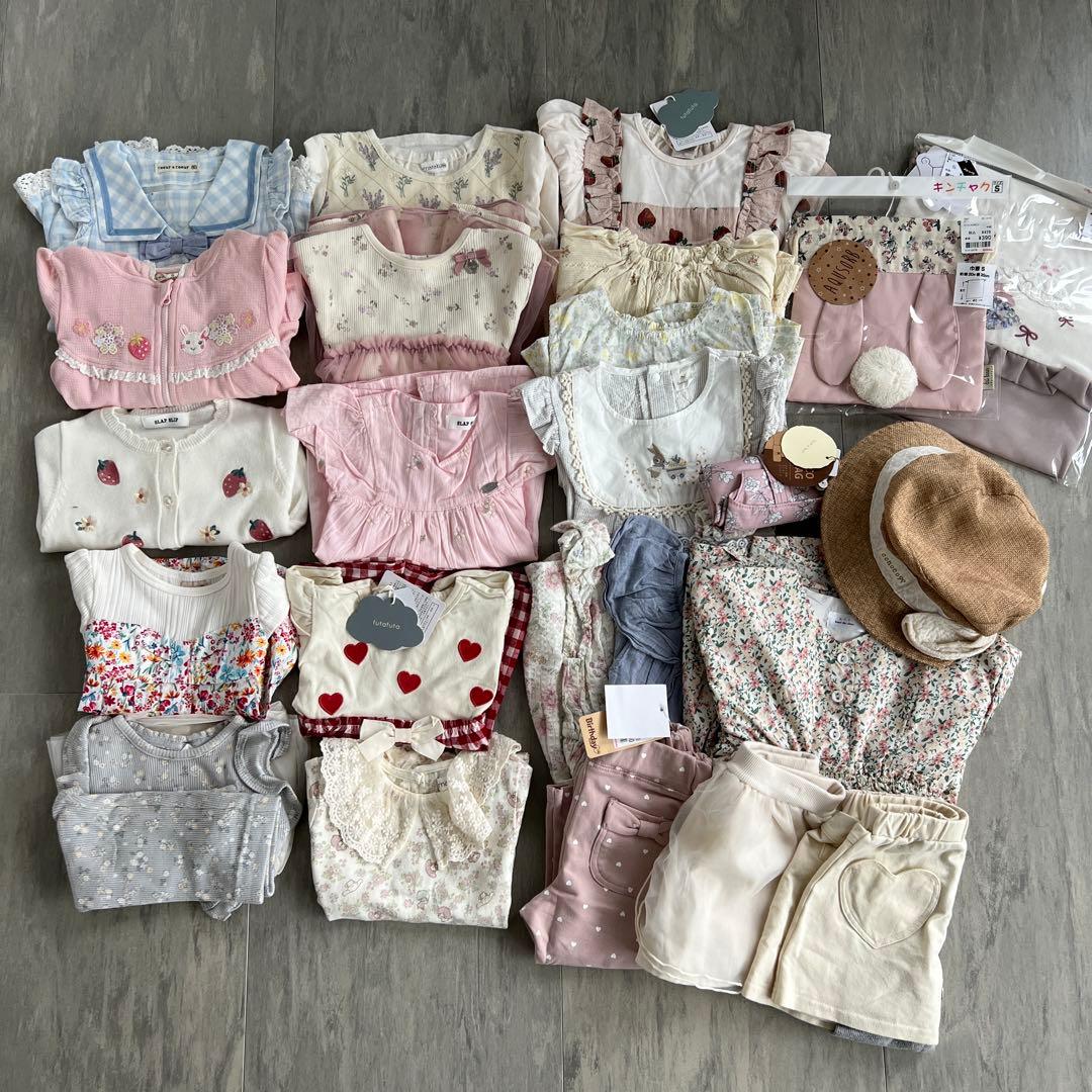 新品含 女の子 姉妹 ベビー 半袖 25点まとめ売り 80 90 95