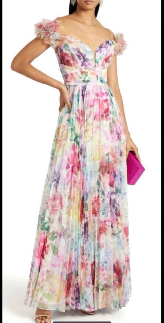 みさみさ様Marchesa Notte 花柄オフショルダー ロングドレス2サイズ