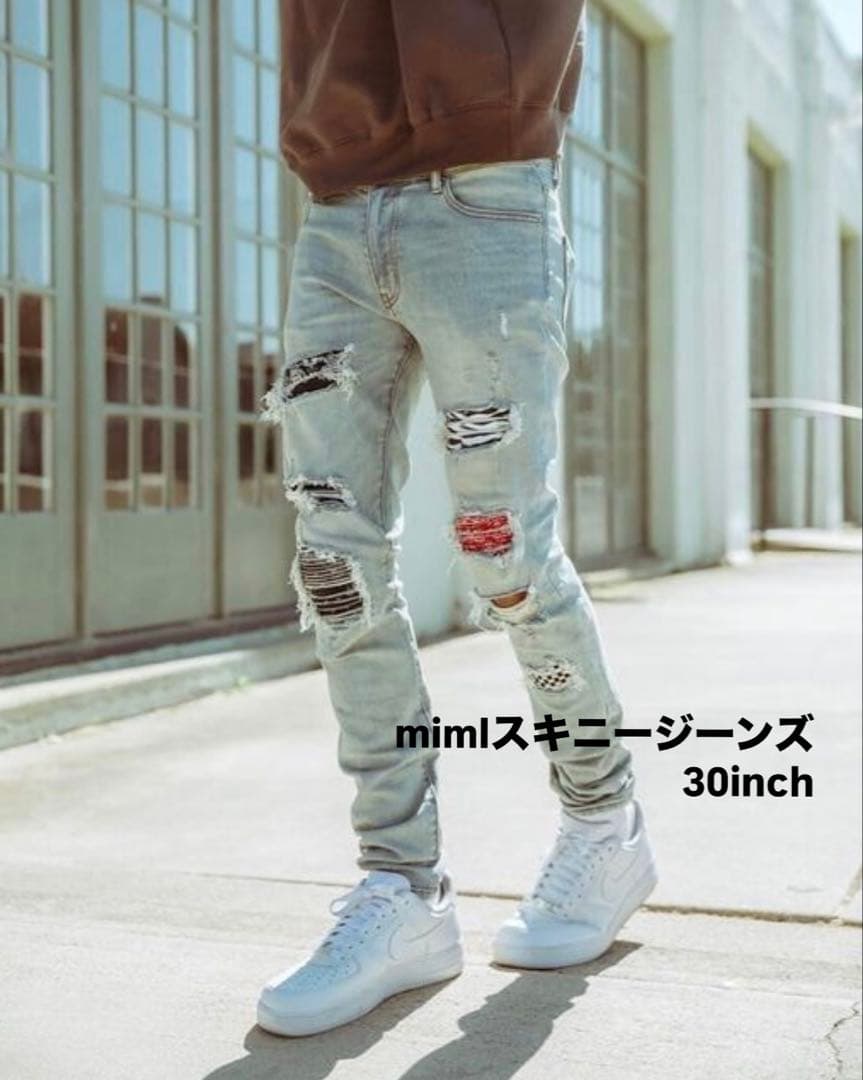 mnml ミニマル X214 STRETCH DENIM ダメージデニムスキニー