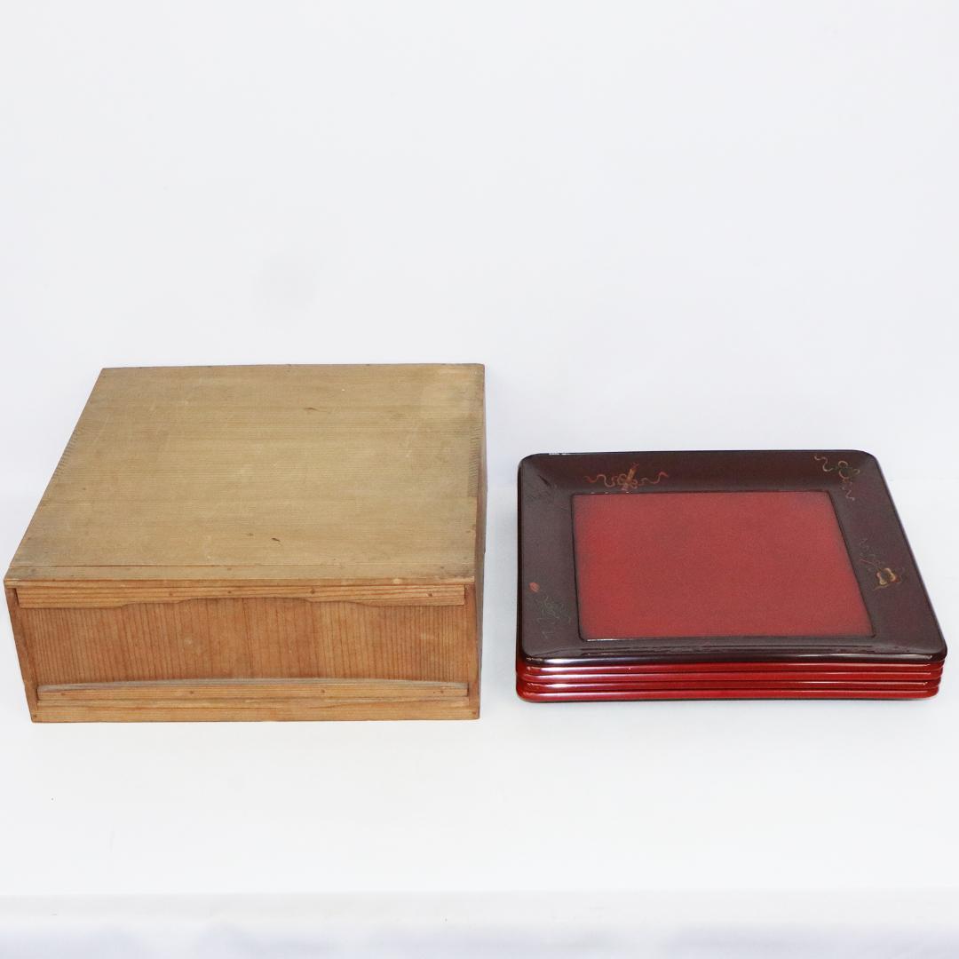 高岡漆器　勇助塗 石井祐介 造　お盆　5客　共箱