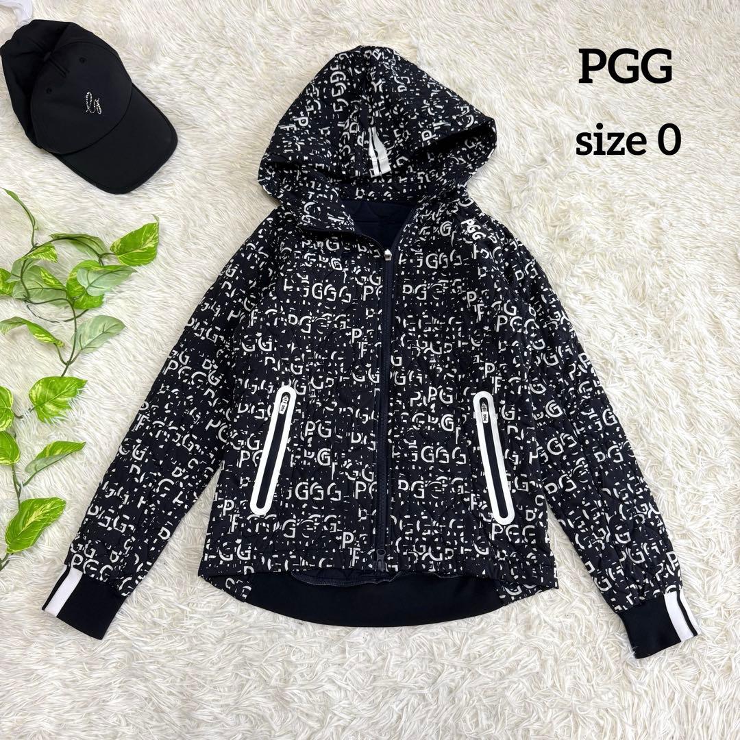 【PGG パーリーゲイツ】美品♡中綿ジャケット パーカー 総柄 ブラック 0