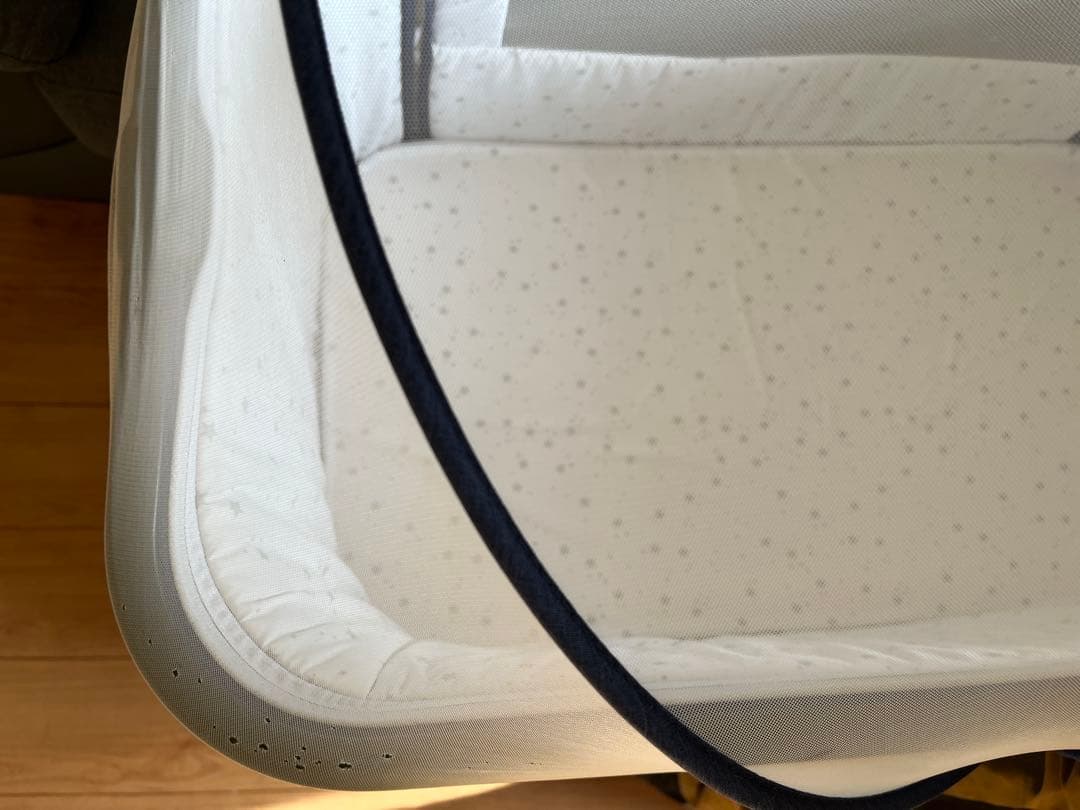 HZDMJ ベビーベッド グレー 星柄マットレス