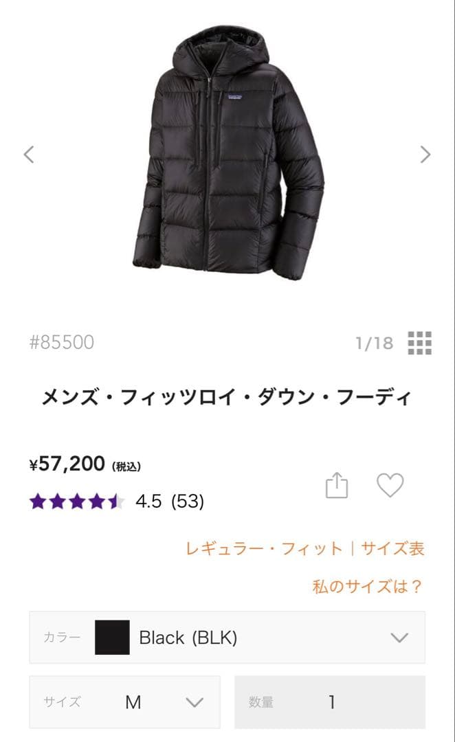新品未使用Patagonia フィッツロイ・ダウン・フーディ M ブラック