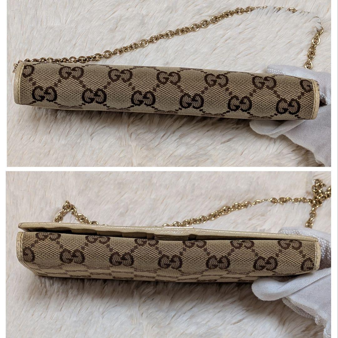 希少✨️グッチ 長財布 GGキャンバス チェーンウォレット ゴールド金具フラップ