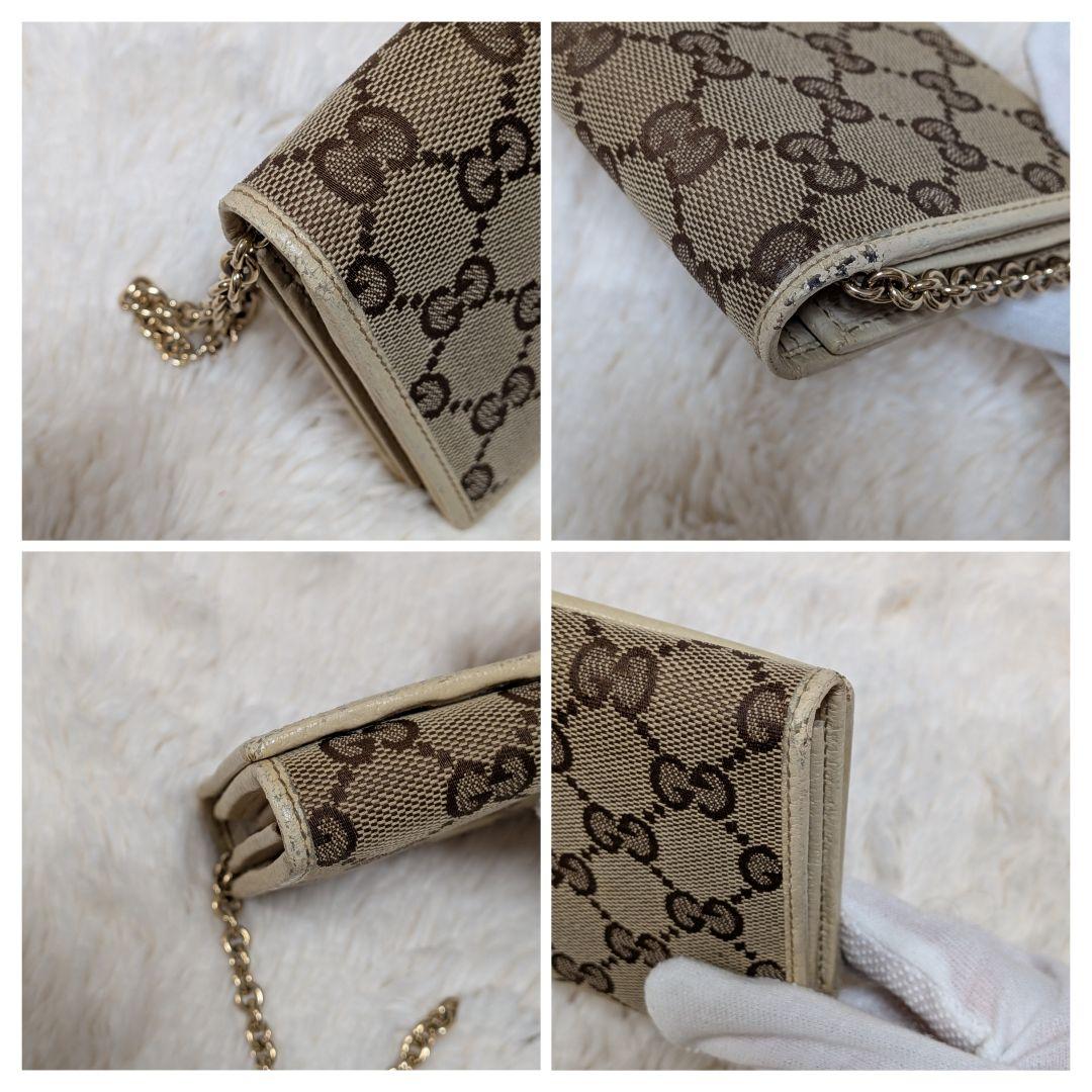 希少✨️グッチ 長財布 GGキャンバス チェーンウォレット ゴールド金具フラップ