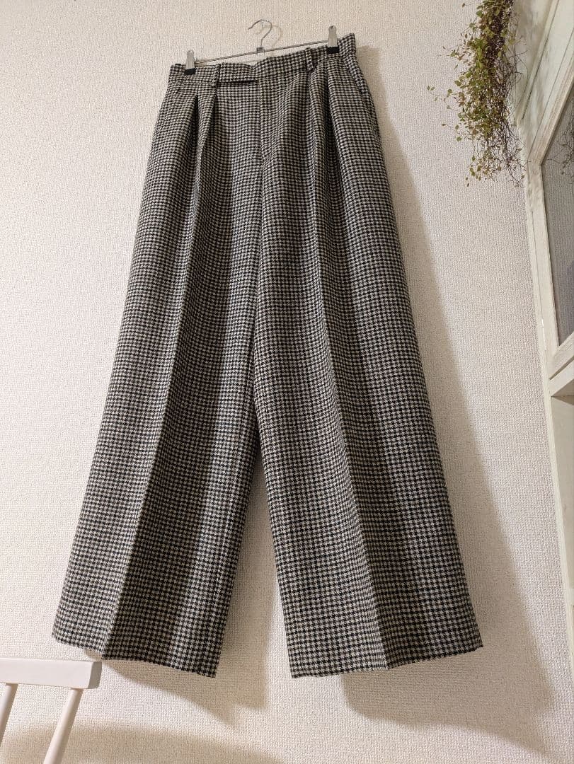 美品　ebure❋エブールチェックワイドタックパンツ❋ロンハーマン