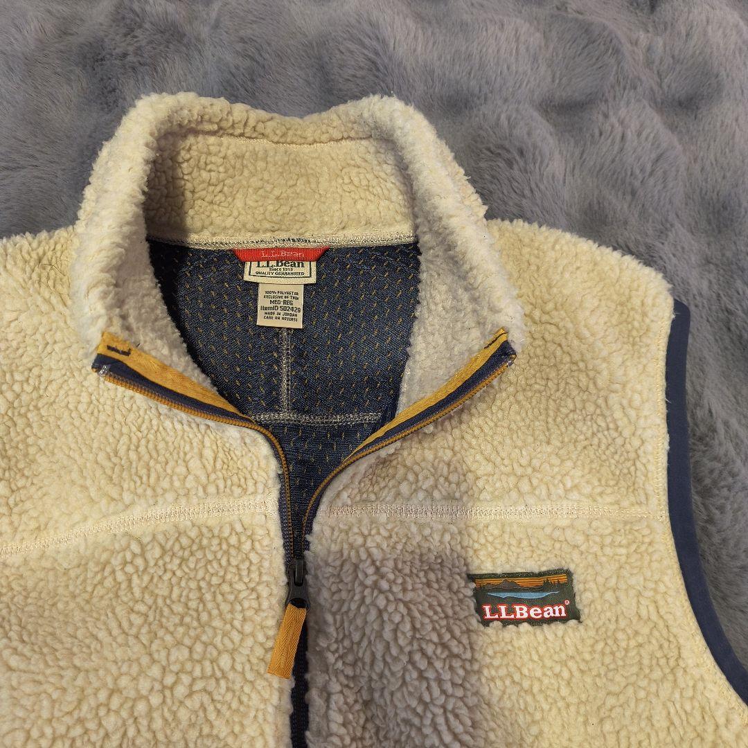 LL.Bean ジップアップベスト M ボア フリース クリーム色