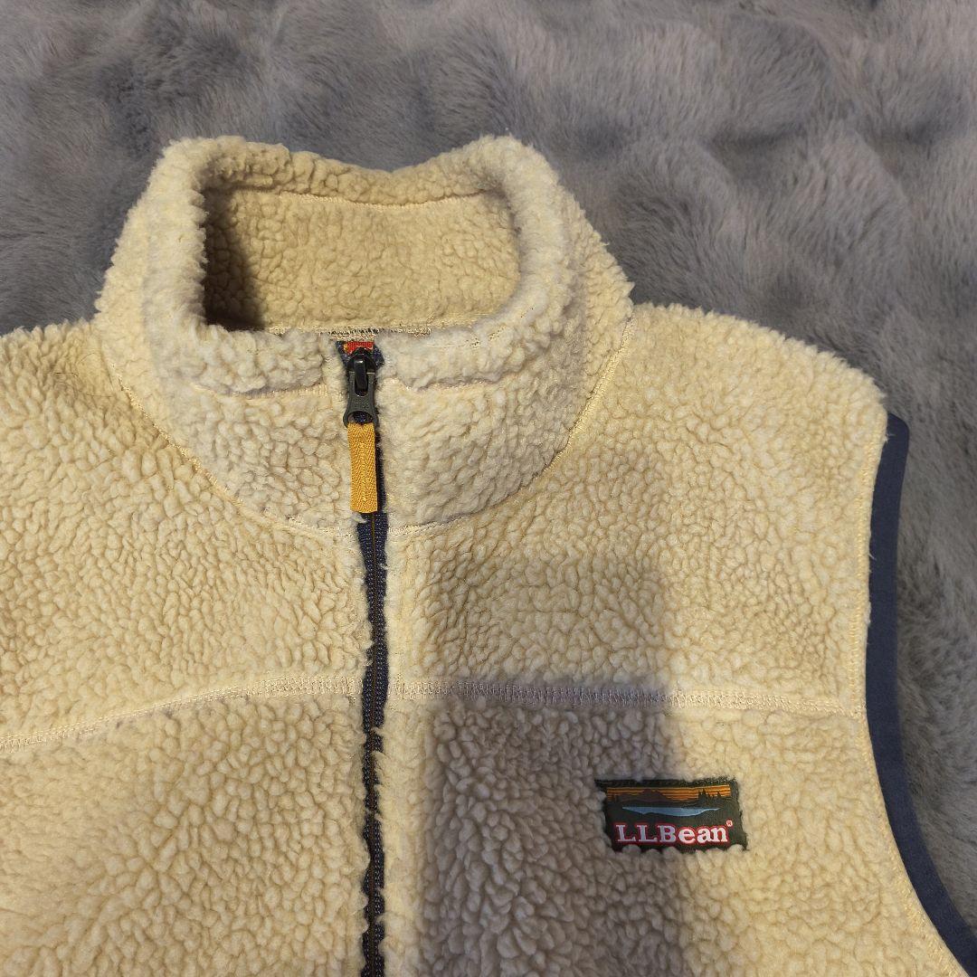 LL.Bean ジップアップベスト M ボア フリース クリーム色