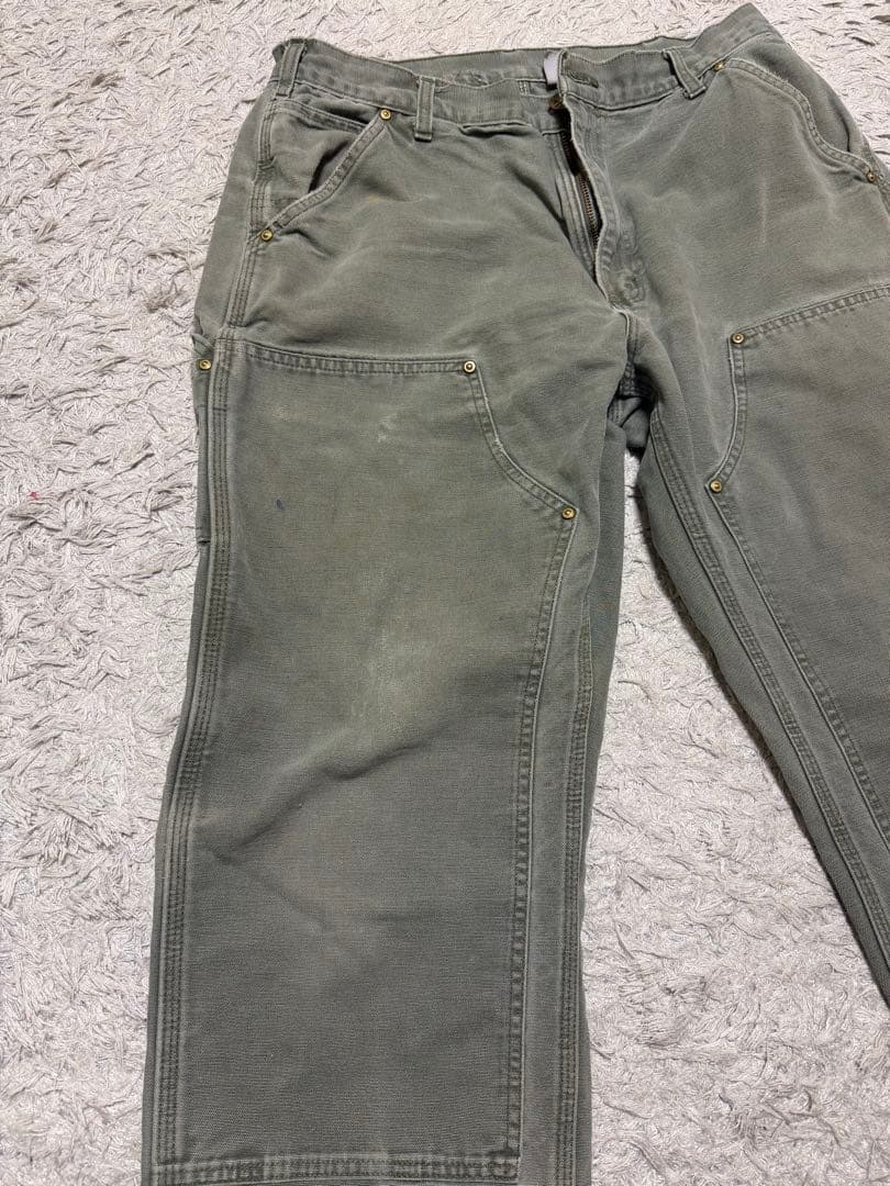 Carhartt ダブルニー MOS グリーン USA製フェード H2H W36