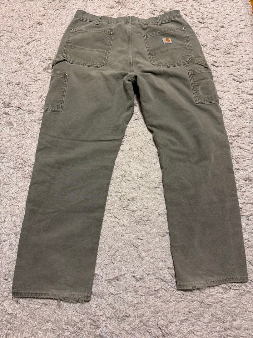 Carhartt ダブルニー MOS グリーン USA製フェード H2H W36