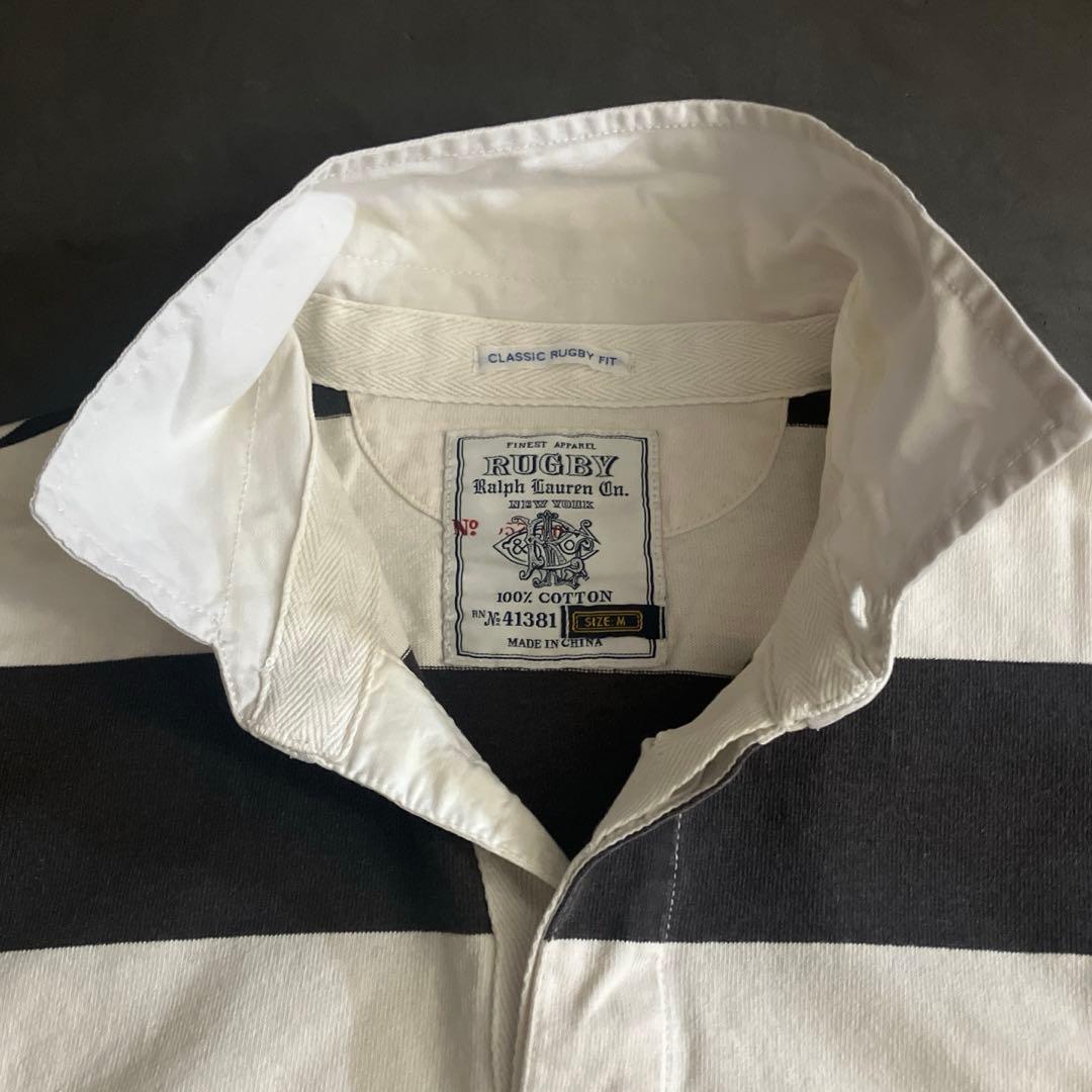 希少◎ラルフローレンラグビー　太ボーダー　ラガーシャツ　袖ロゴ