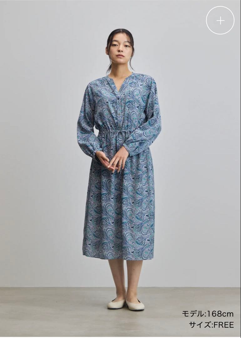 SOEJU ソージュ　ペイズリー柄ワンピース　L.GLAY ライトグレーFREE