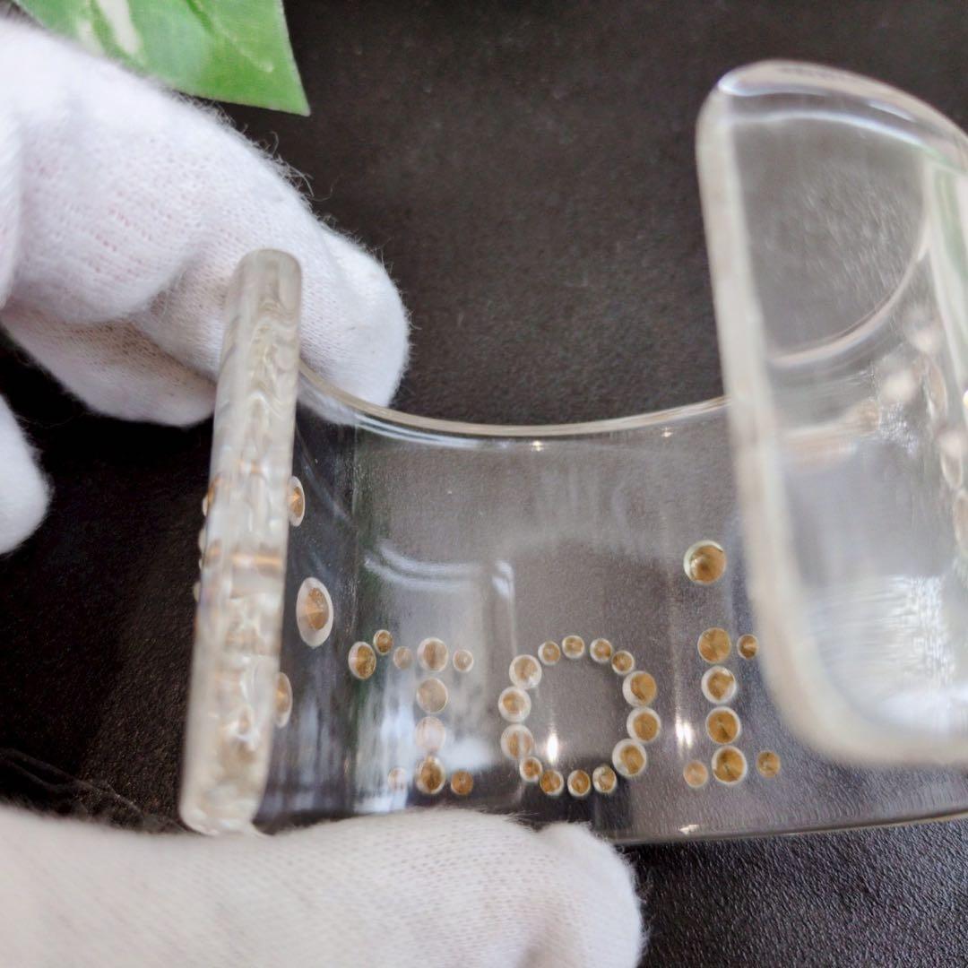 クリスチャンディオール クリスタル スワロフスキー ワイド バングル クリア