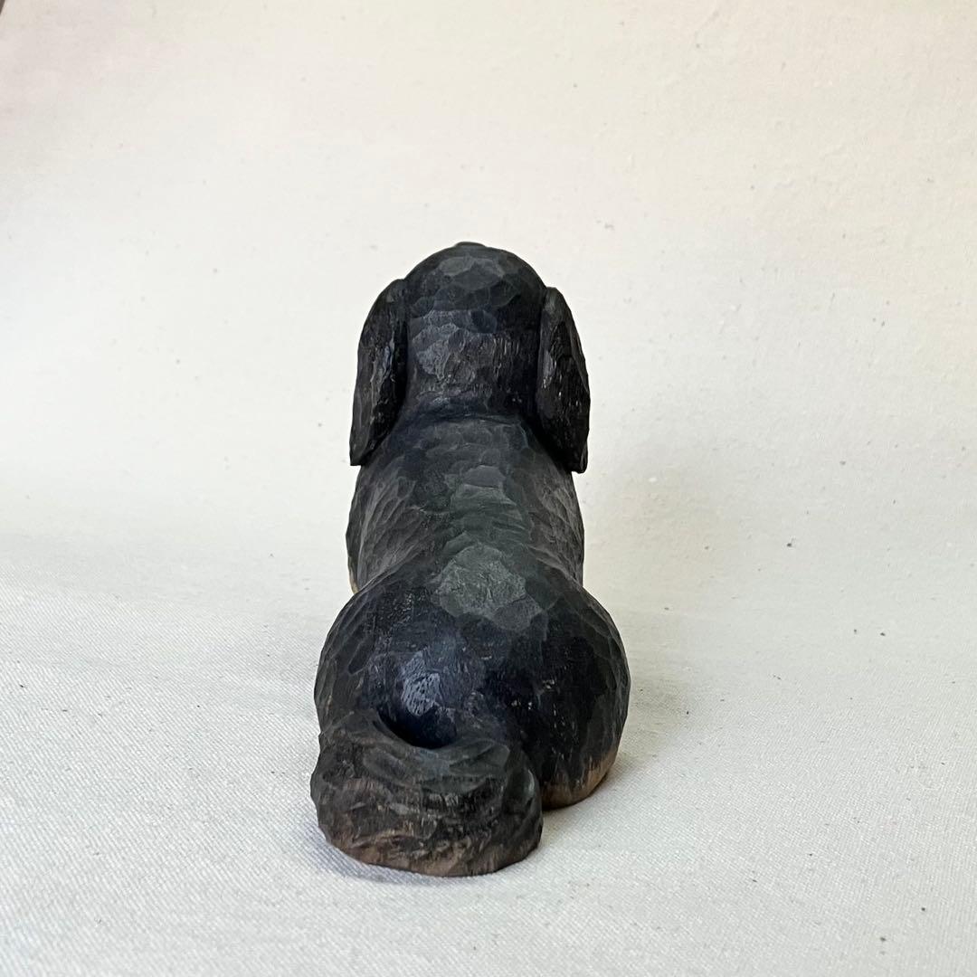 シ*ウ様 木彫り　ダックスフント(ブラック&タン)