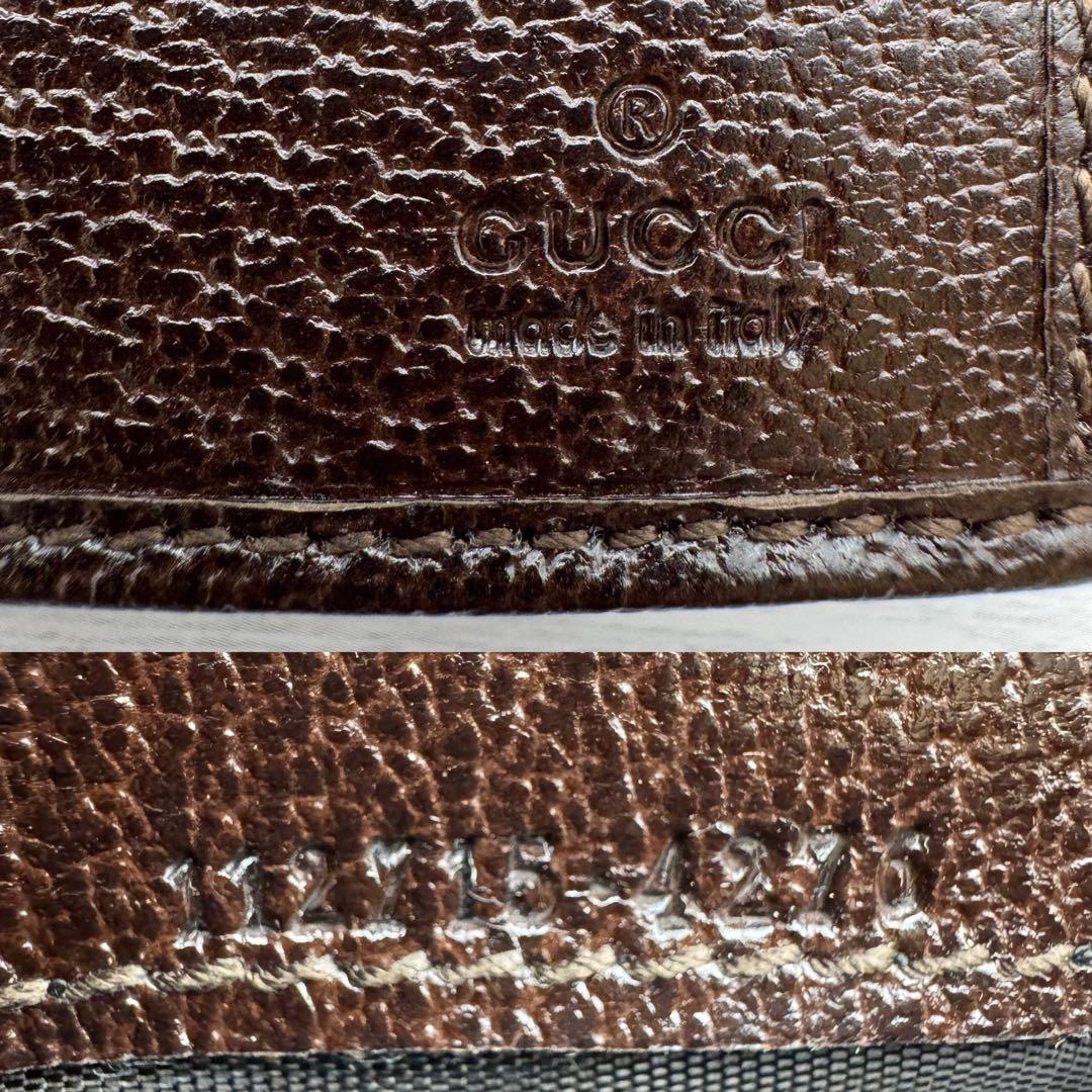 【極美品】グッチ 長財布 GGキャンバス ロゴプレート 折り財布　ダークブラウン