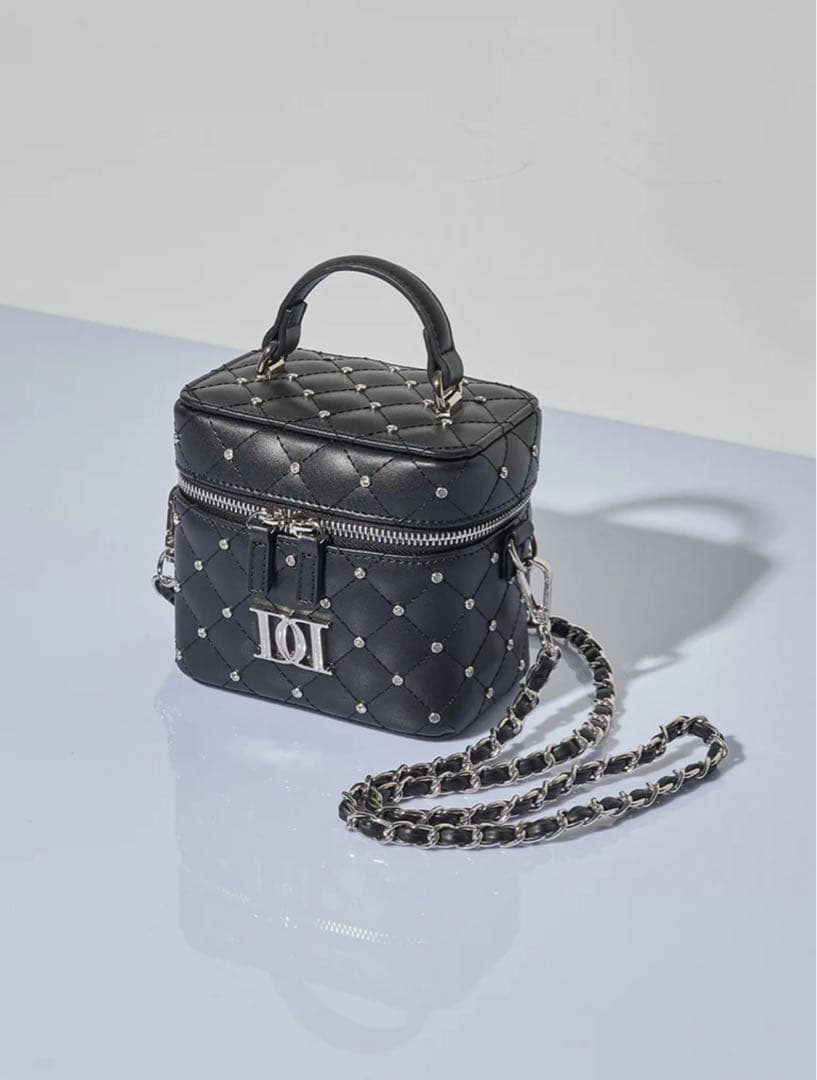 キルティングビジュースクエアミニバッグ