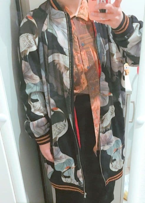 ZARA ザラ　鶴ドレスコート　スカジャンロング丈