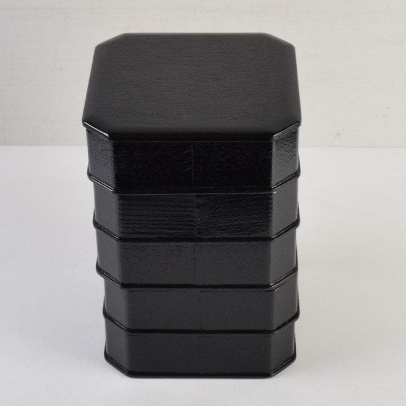 minto　茶道具　漆塗　七宝透かし　縁高重　五段重　箱付　N　9148