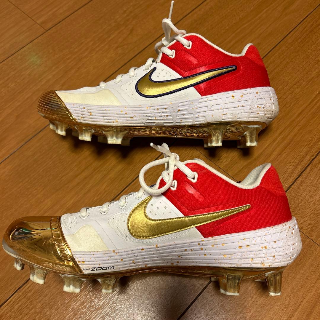 レア！ナイキ 野球 オーダースパイク ホワイト/レッド/ゴールド/パープル27㎝