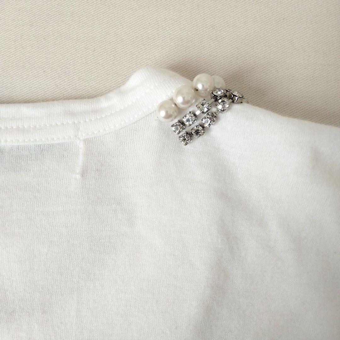 ●ローブドシャンブル コムデギャルソン●パール ネックレス付き Tシャツ