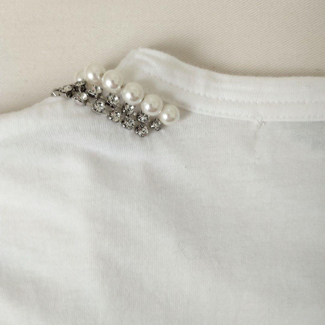 ●ローブドシャンブル コムデギャルソン●パール ネックレス付き Tシャツ