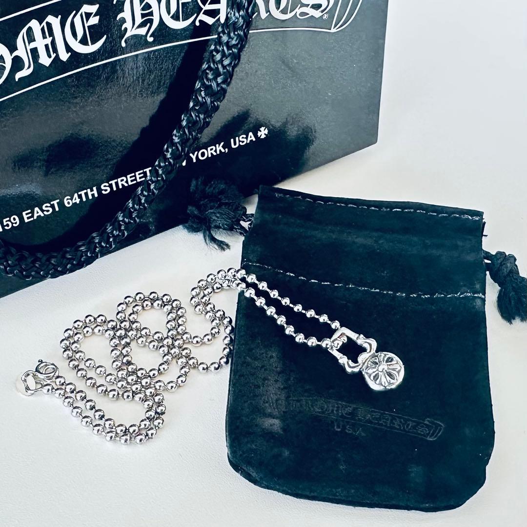 【美品】クロムハーツ クロスボール ネックレス ファスナーパーツ 紙袋＆布袋付き