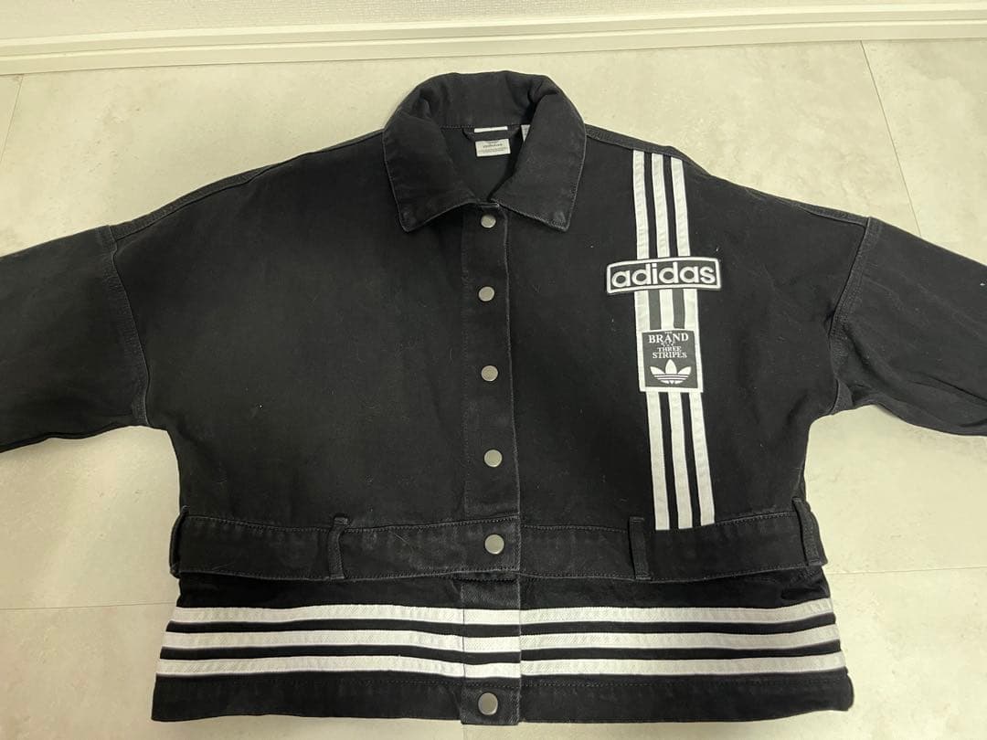 adidas 黒デニムジャケットLアディブレイク