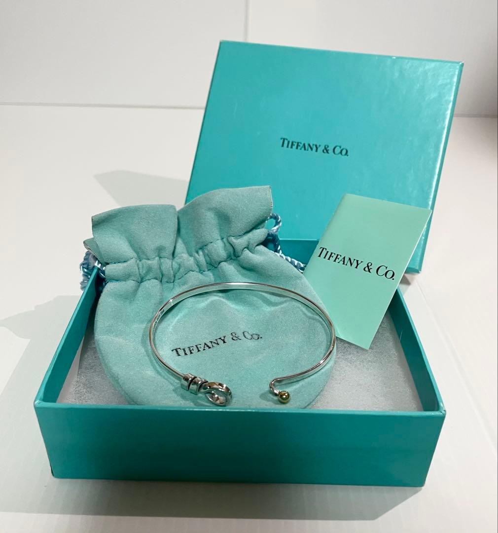 【Tiffany & Co. 】フック&アイ バングル シルバー K18 コンビ