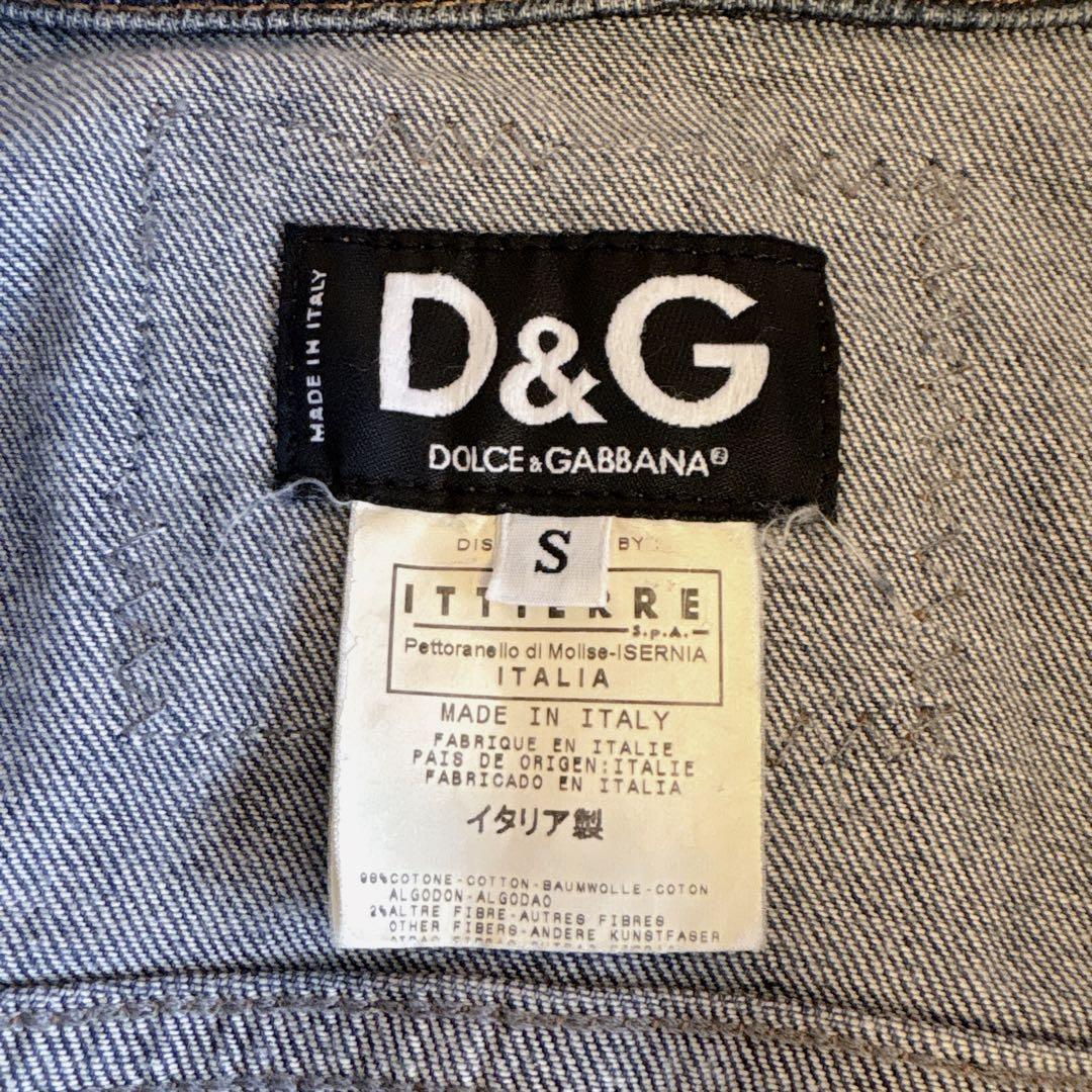 国内正規品　D&G ヴィンテージ刺繍ロゴデニムジャケットSホログラム有