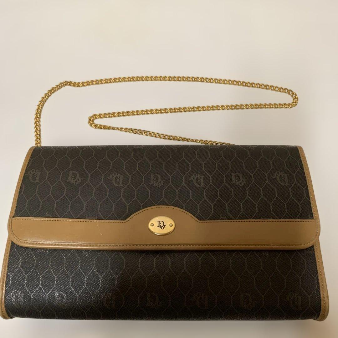 Dior ディオール チェーン ショルダーバッグ ハニカム柄 PVC レザー