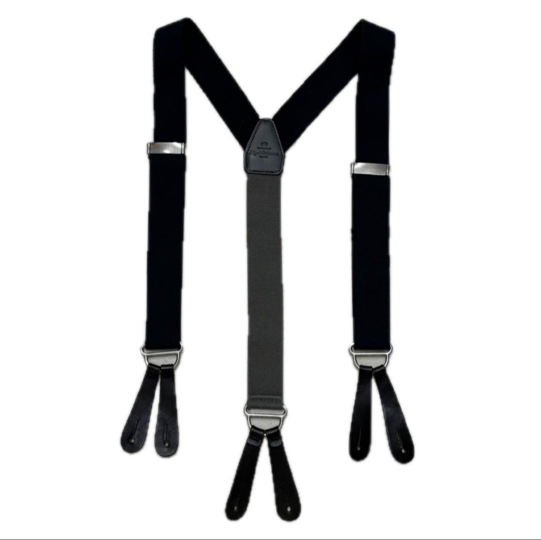 NIGEL CABOURN サスペンダー ネイビー ナイジェルケーボン レザー