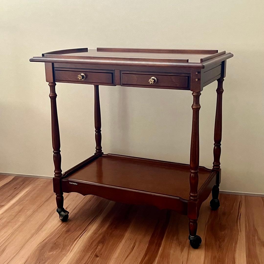 カリモク家具 アンティーク キッチンワゴン 引き出し付