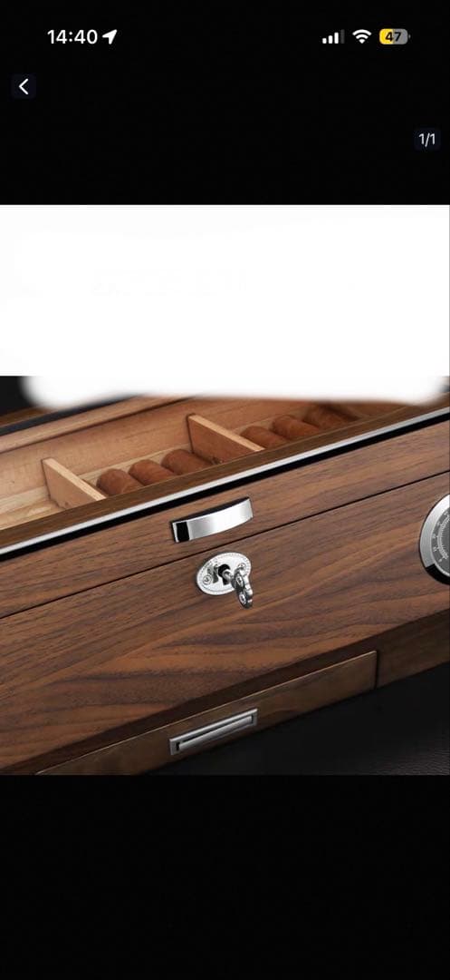 木製シガーヒュミドール ガラス蓋付き