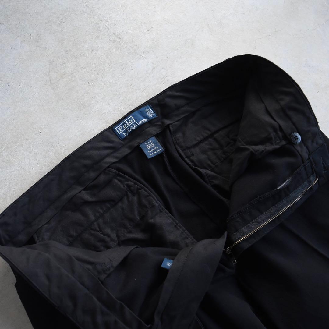 90s ラルフローレン ポロチノ フリスコポケット コットンパンツ黒W36L30