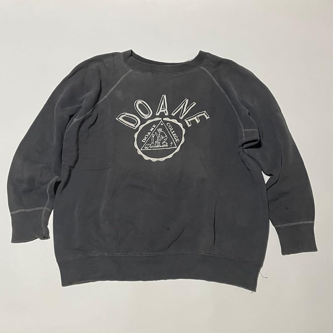 60s vintage sweat ラグラン フロッキー ビンスエ フェード