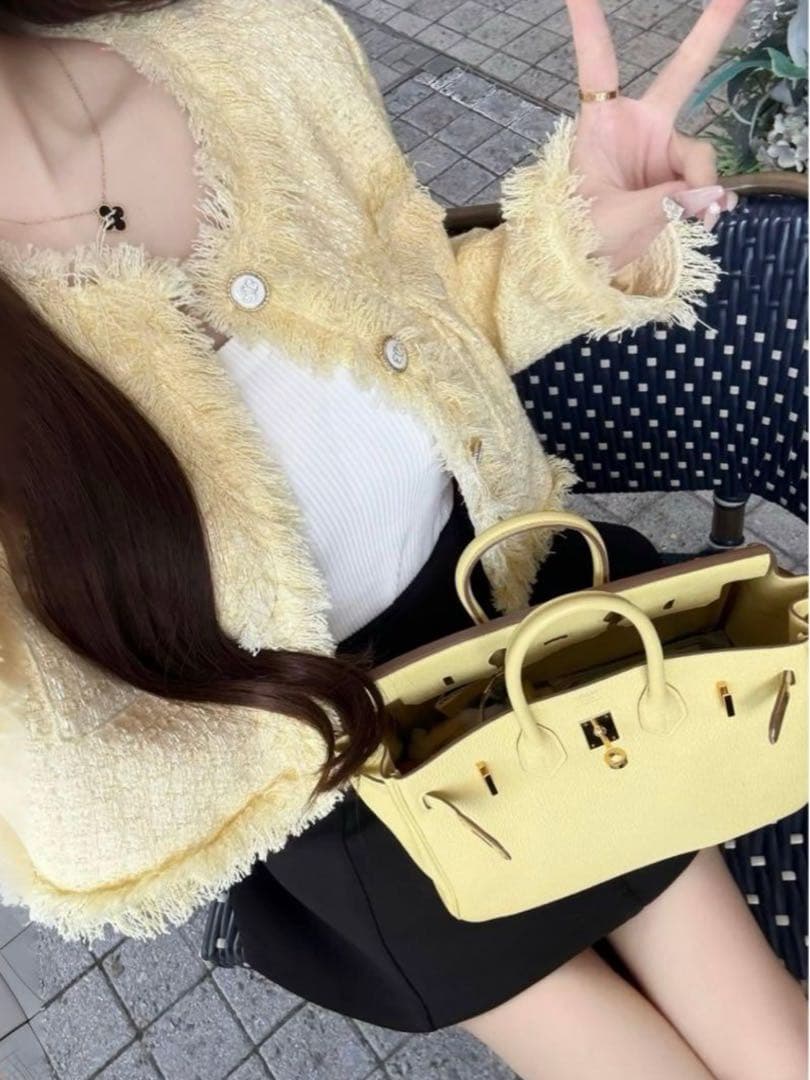 へ*び様 Lumignon Papillon tweed fringe jack