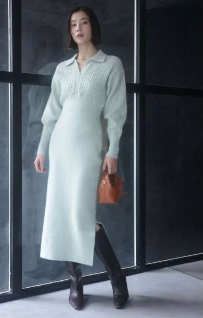 【新品未使用】ラグナムーン ケーブルビジューIラインニットワンピース