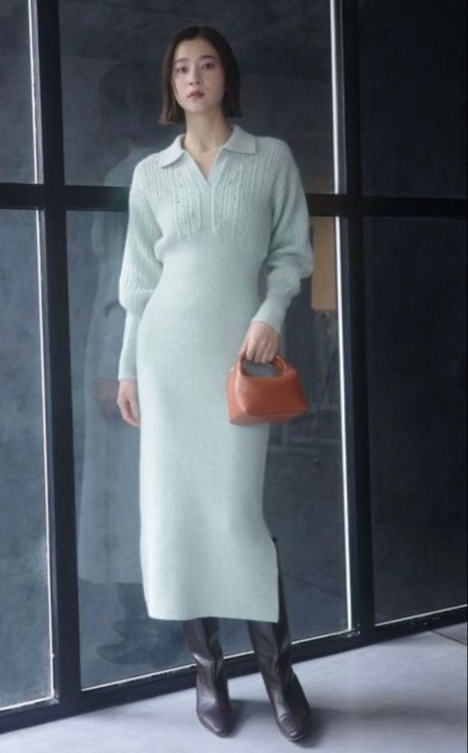 【新品未使用】ラグナムーン ケーブルビジューIラインニットワンピース