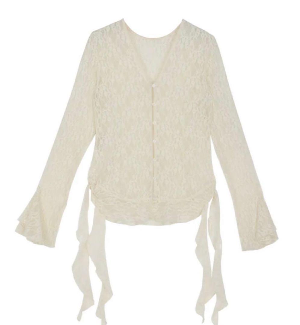 新品　UND 2WAY CUT LACE FRILL TOP