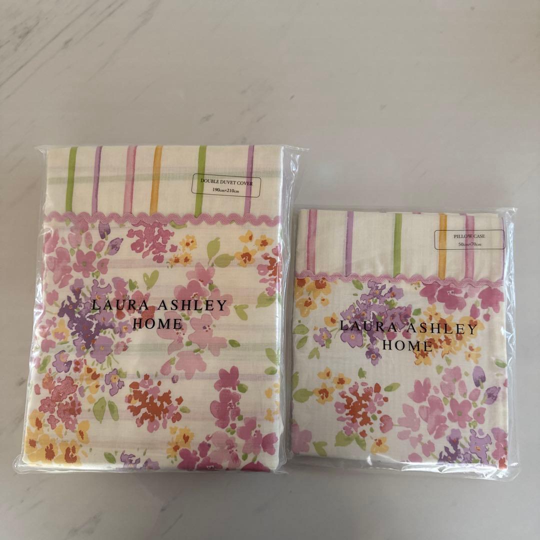 ローラアシュレイ　掛け布団カバー　ダブル　ピローケース　セット