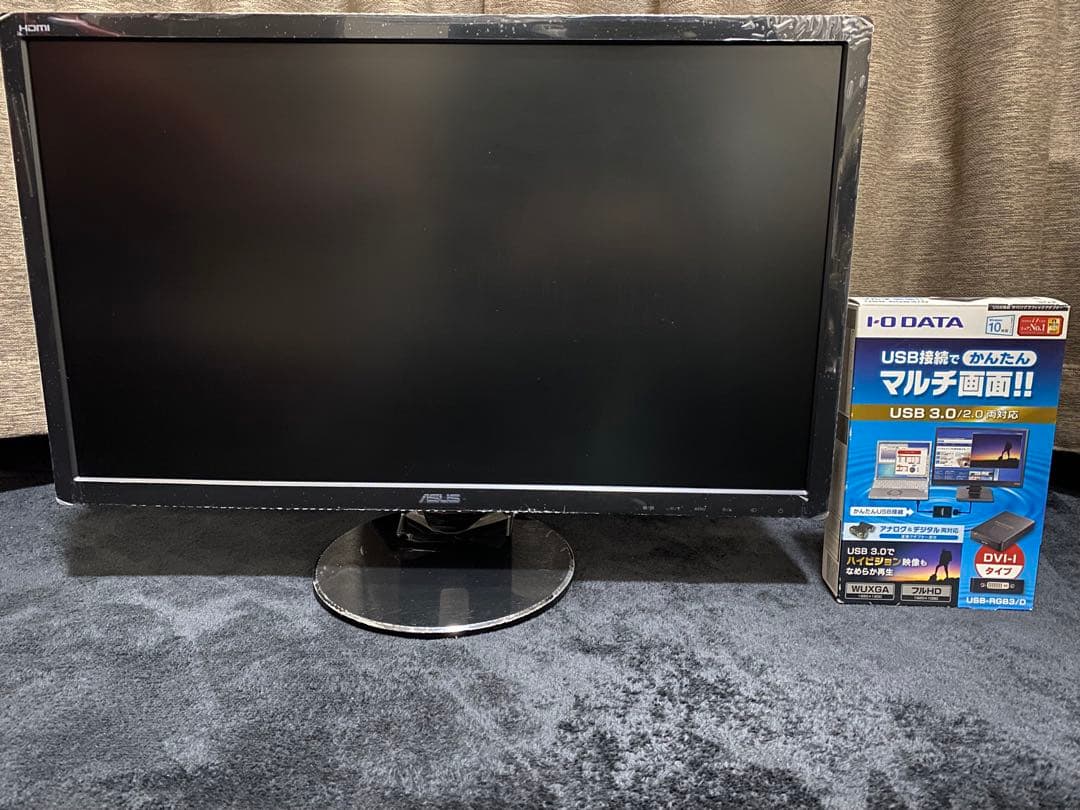 ASUSTek ゲーミングモニター24型、アイ・オー・データ マルチ画面 USB