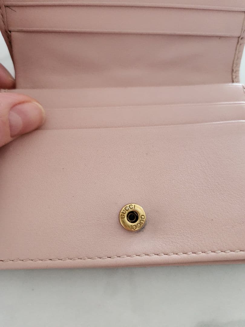 【正規品保証】GUCCI　名刺入れ　GG　マーモント　ピンク　キルティング