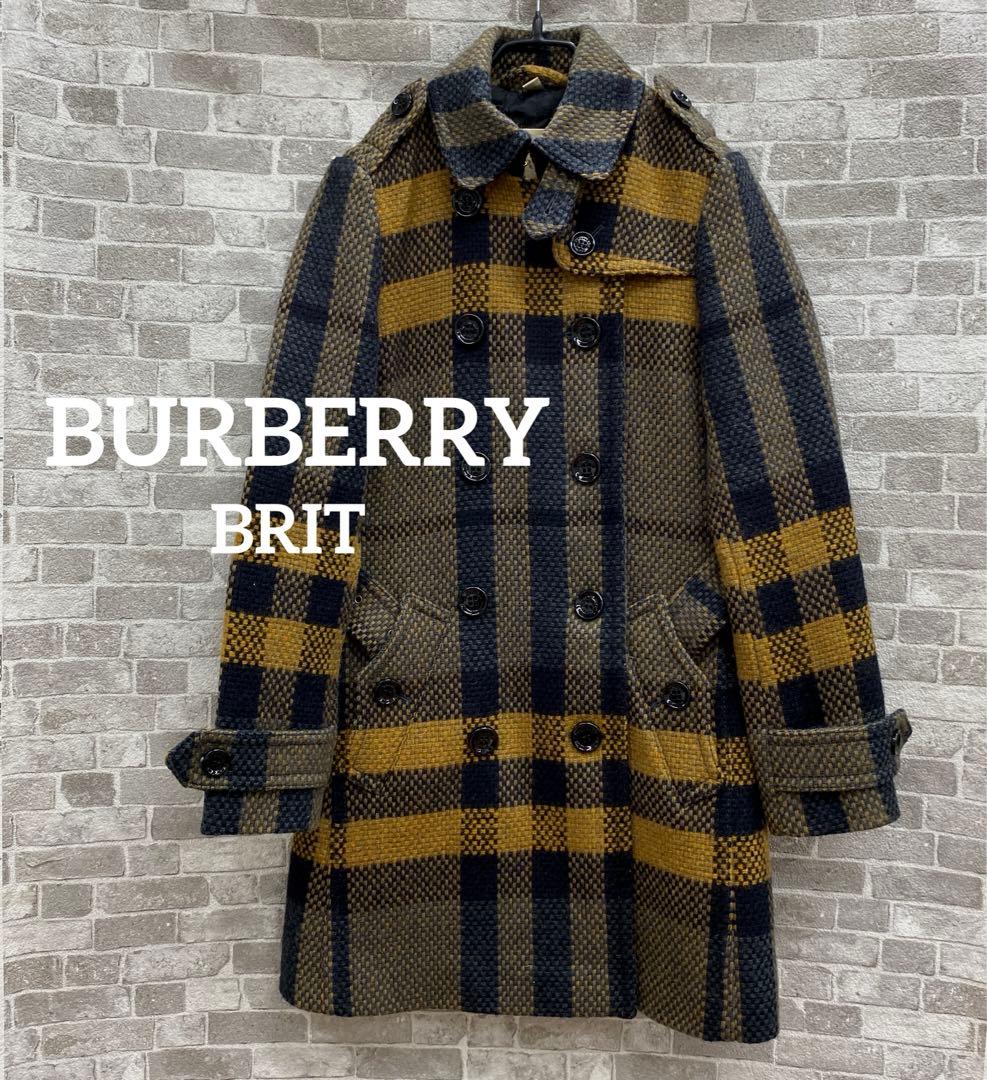 K59＊ BURBERRY BRIT チェック柄 ウールコート サイズITA38