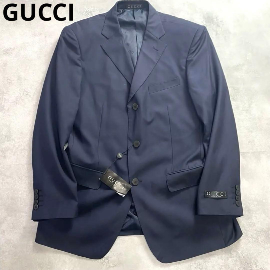 GUCCI タグ付き デッドストック テーラードジャケット 48 L しつけ糸