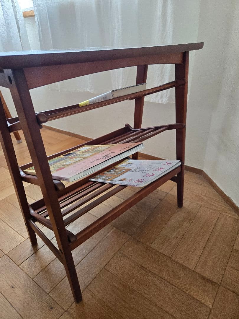 オールドカリモク木製 3段ラック マガジンラック 飾り棚 収納棚 ブラウン