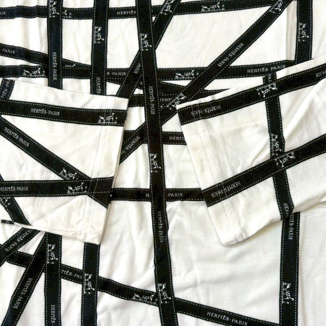 HERMES マルジェラ期　長袖Tシャツ リボン柄 ボルデュック柄　y2k