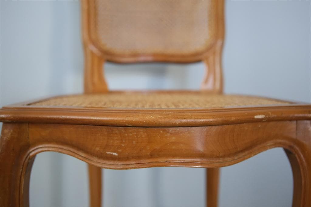 フランスアンティーク猫脚ダイニングチェア/椅子イス/籐ラタン(90-190-3)