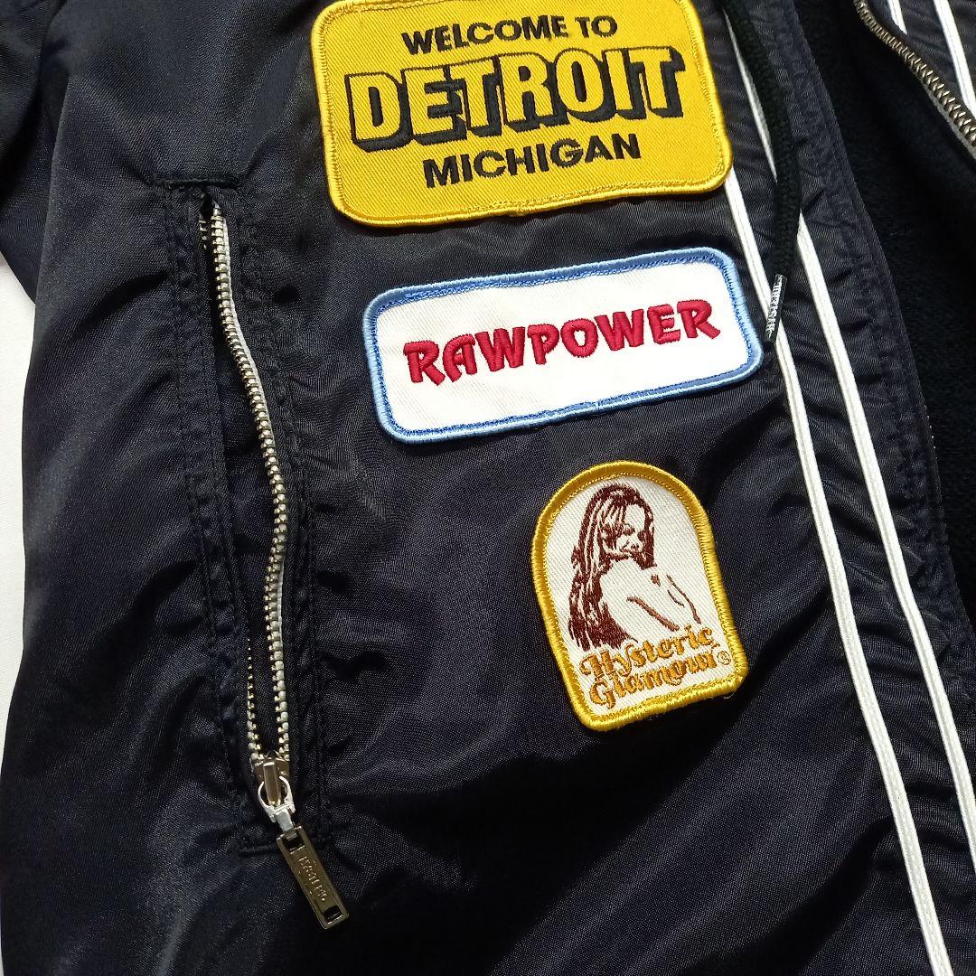 ヒステリックグラマー ワッペンガール フーデット ナイロン ジャケット 黒