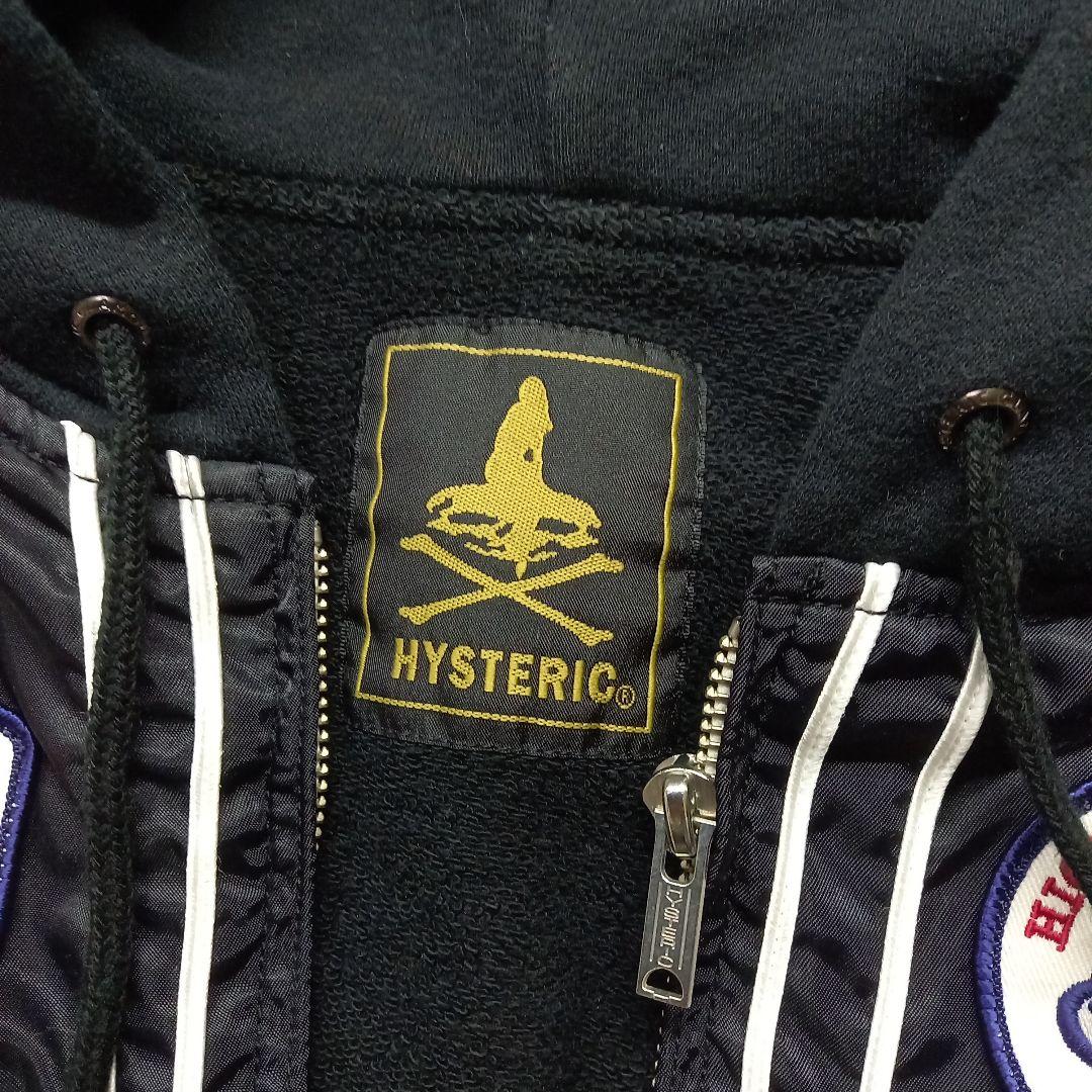 ヒステリックグラマー ワッペンガール フーデット ナイロン ジャケット 黒