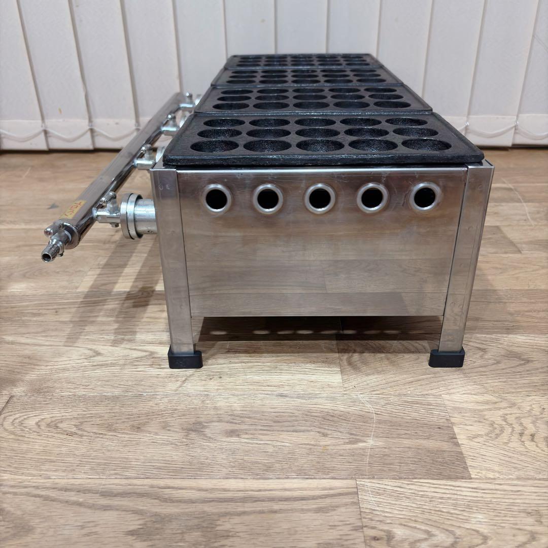 ②【良品】 IKK 業務用 たこ焼き器 154S プロパン 15穴×4連 鉄鋳物